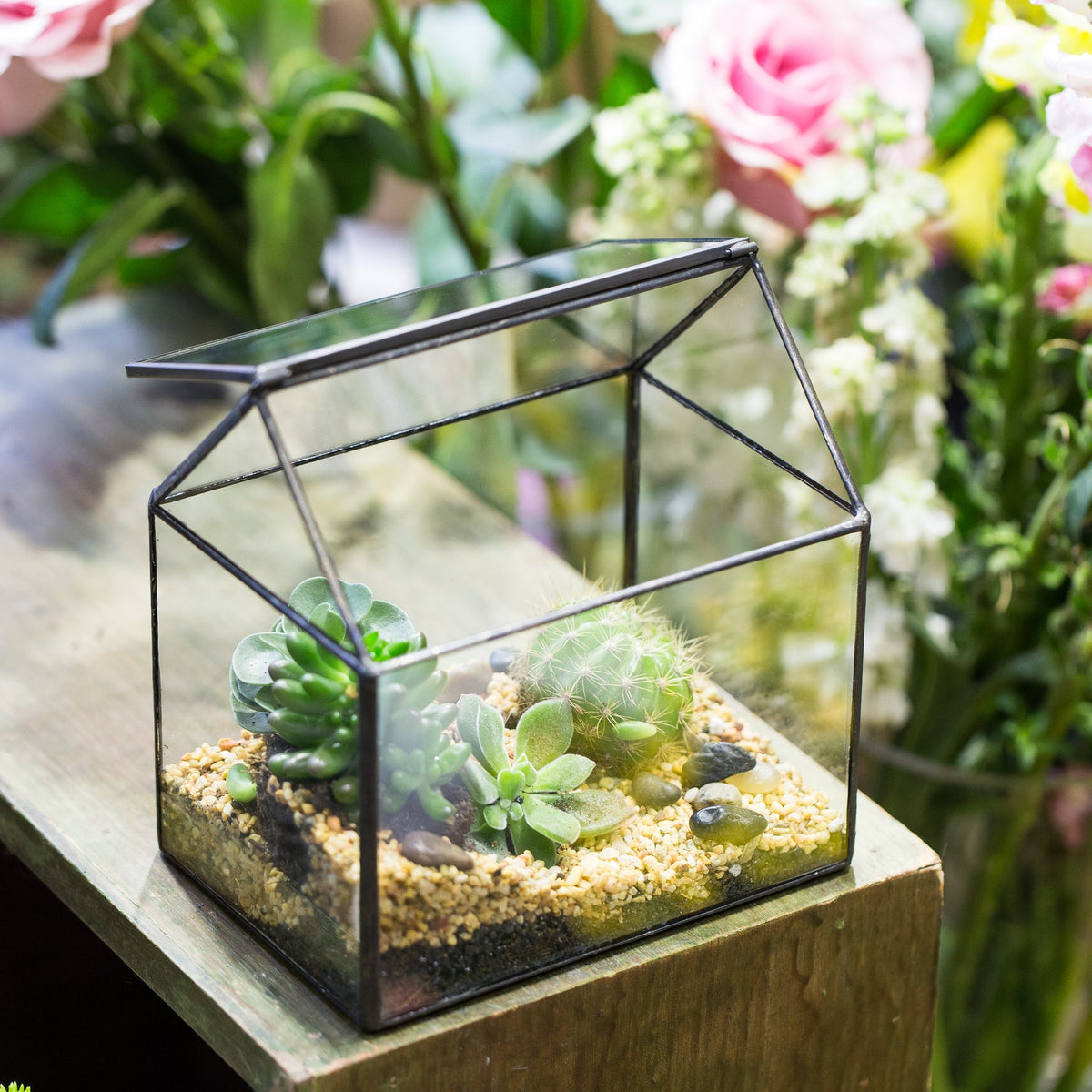 House Shaped Geometric Glass Terrarium Box L*W*H = 7*5*6 Inches