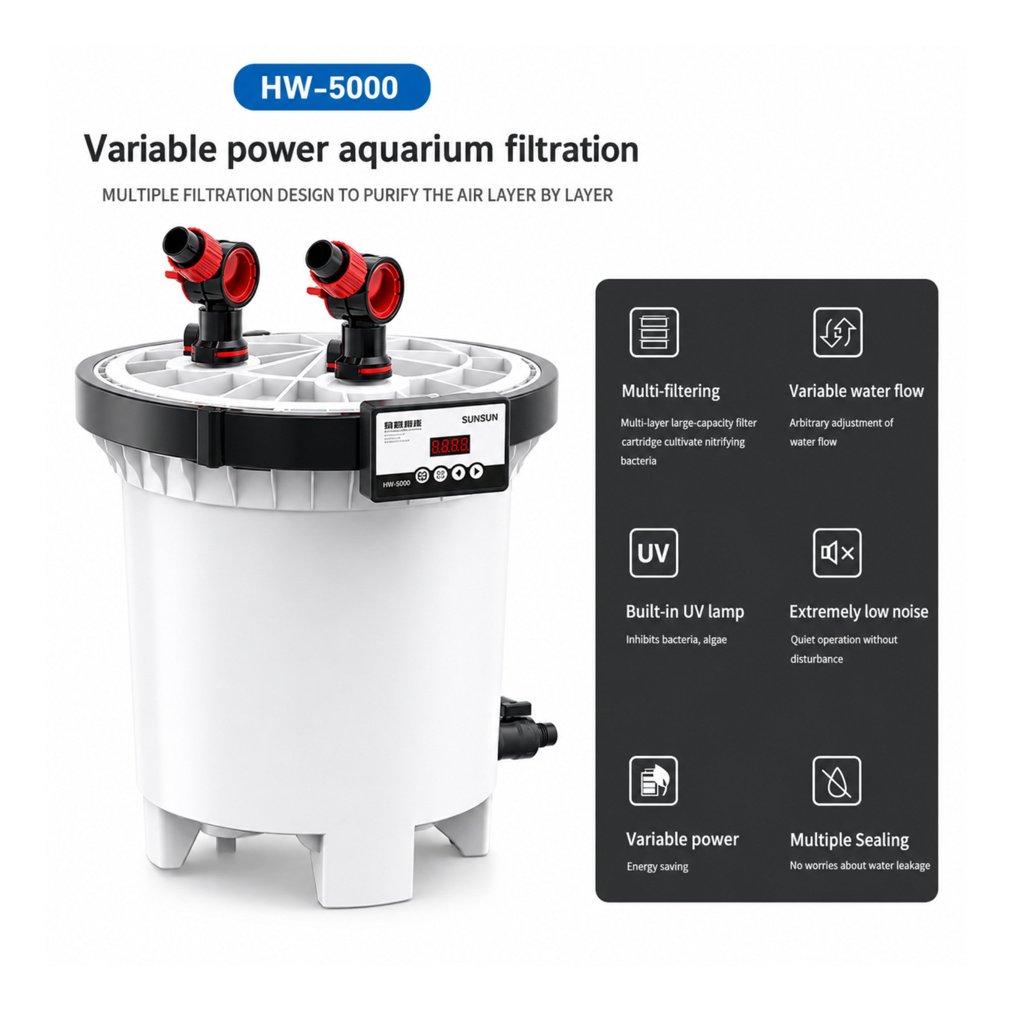 External Canister Filter SUNSUN HW-5000 UV 9W