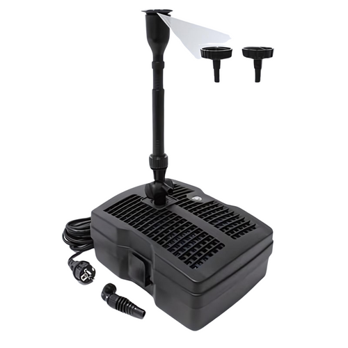 Black pump with spray nozzle on a white background