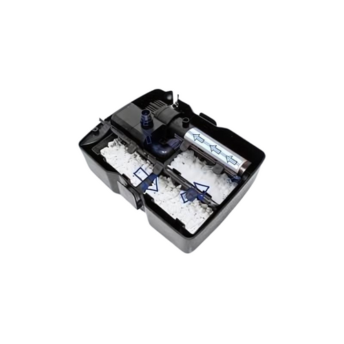 Black electronic device with white components on a white background