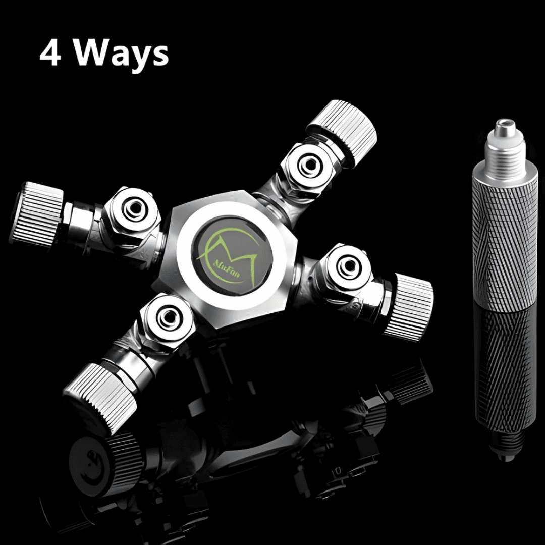 Mufan 4-Way CO₂ Splitter | Stainless Steel Aquarium Manifold